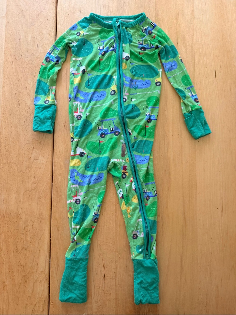 Little Sleepies Green Golf Print Footed One-Piece 12-18 Months